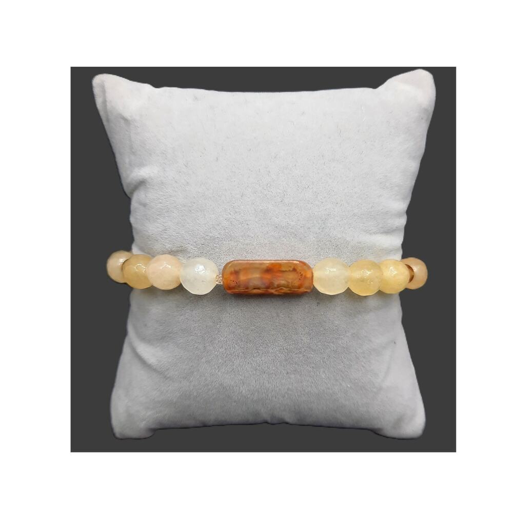 Artisan Baltic Amber Stone Bracelet Beaded Yellow Aventurine Gemstone Honey NEW